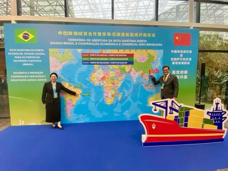 Entra em operação nova rota marítima direta entre Brasil e China